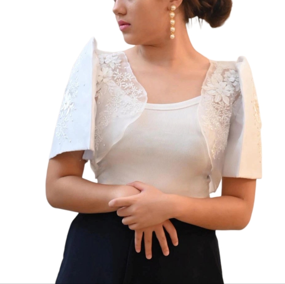 Elegant White Filipiniana Bolero